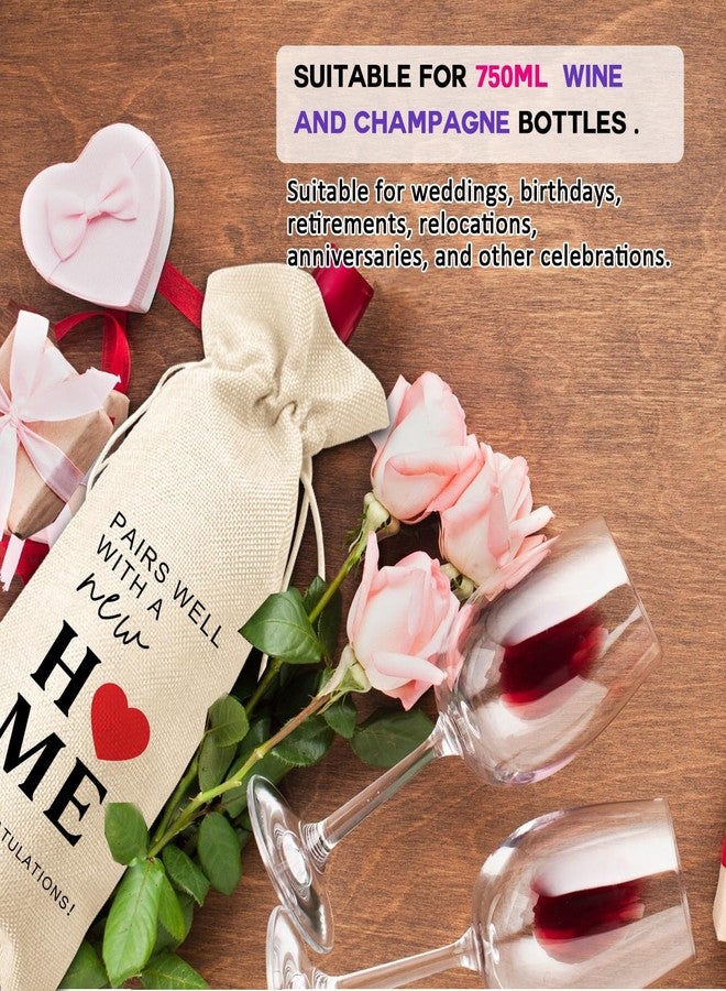LANBAIHE Housewarming Gift: New Home Wine Bag, 'Pairs Well With a New Home', Beige, 13.5"H x 5.5"W, Fits Standard Wine/Champagne Bottles - Image 3