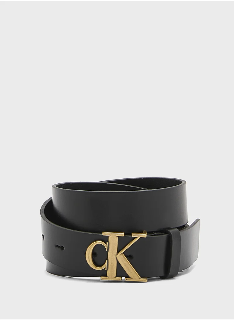 Calvin Klein Jeans Monogram Placque Hole Allocated Belt