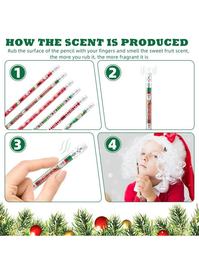 Marspark 48 Pieces Scented Pencils Christmas Pencils Fruit Fragrance Holiday Pencils For Kids, Winter Pencils With Santa Snowflake Snowman Christmas Pencils And Erasers For Xmas Present Party Favors Supplies - Image 2