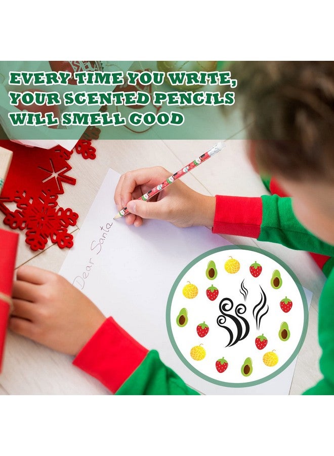 Marspark 48 Pieces Scented Pencils Christmas Pencils Fruit Fragrance Holiday Pencils For Kids, Winter Pencils With Santa Snowflake Snowman Christmas Pencils And Erasers For Xmas Present Party Favors Supplies - Image 5