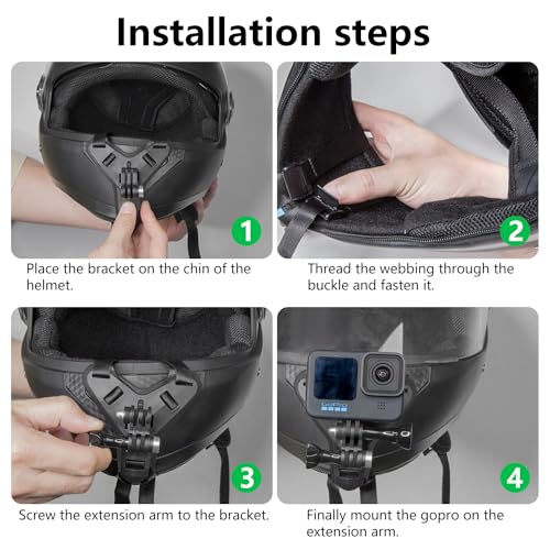 Haoyou Helmet Chin Mount Strap Compatible with Gopro Hero 13 12 11 10 9 8 7 and DJI Osmo Action Camera，Motorcycle Helmet Extension Attachment Mounting Accessories (Black) - Image 5