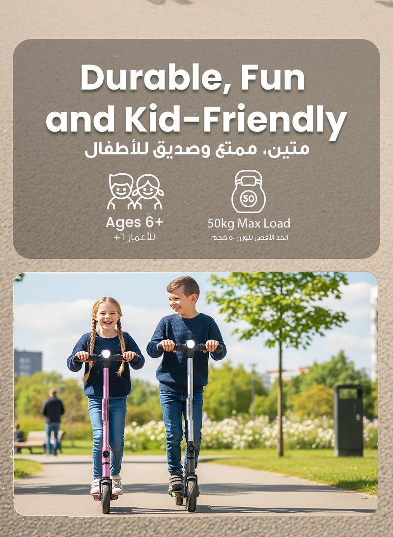 جرين ليون سكوتر كهربائي GBK-KIDS بقوة 130 واط وسرعة قصوى 16 كم/ساعة / مكبر صوت بلوتوث مدمج / شاشة رقمية / خفيف الوزن 6.5 كجم / سكوتر كهربائي قابل للطي / 8 كم لكل شحنة - أسود - Image 4