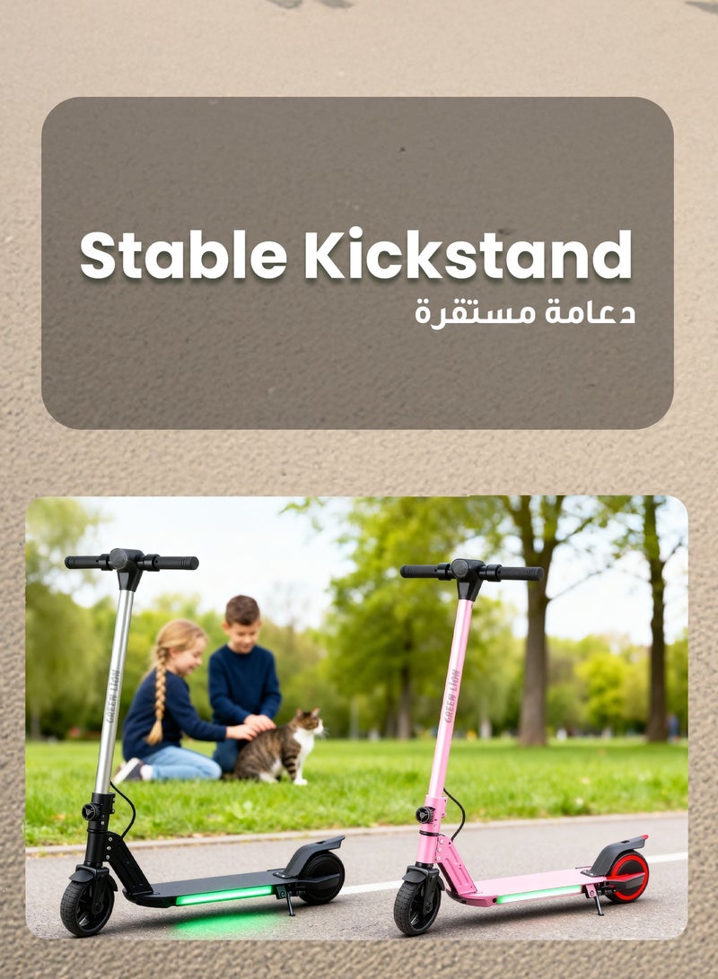 جرين ليون سكوتر كهربائي GBK-KIDS بقوة 130 واط وسرعة قصوى 16 كم/ساعة / مكبر صوت بلوتوث مدمج / شاشة رقمية / خفيف الوزن 6.5 كجم / سكوتر كهربائي قابل للطي / 8 كم لكل شحنة - أسود - Image 5