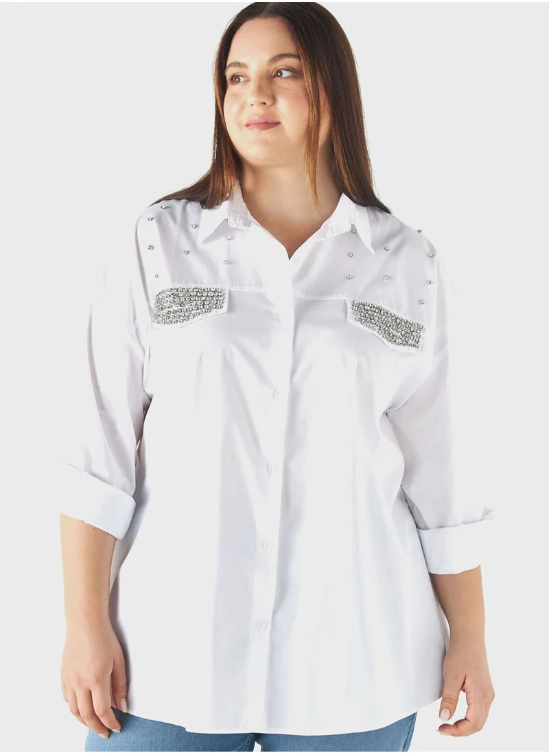2Xtremz Embellished Button Down Shirt