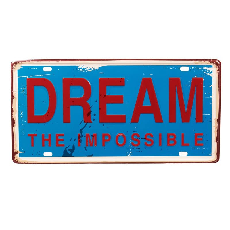 EAZYWAGON Dream-the-impossible Multipurpose Metal Vintage Tin sign Boards Retro License Plate Vanity Gift Decorative Car Tag, Truck Front Plate Wall Art Design Number Plaque for Cafe, Living Room - Image 1