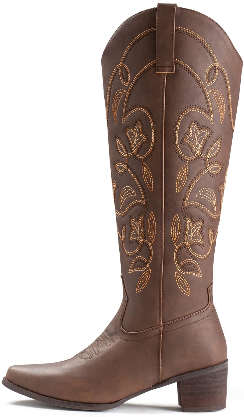 IUV Cowboy Boots For Women Pointy Toe Women's Western Cowgirl Knee High Boots - Image 3