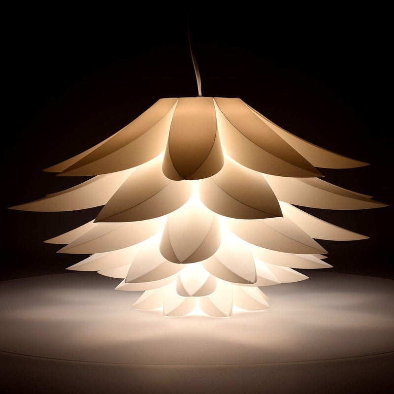 kwmobile Puzzle Pendant Lamp Shade (Pack of 2) - Lotus Flower DIY Lampshade Kit for Hanging Ceiling Light or Floor Lamp - Diameter 20" (50cm) - White - Image 3