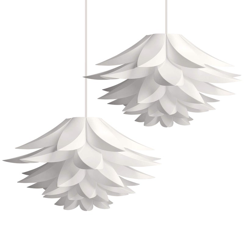 kwmobile Puzzle Pendant Lamp Shade (Pack of 2) - Lotus Flower DIY Lampshade Kit for Hanging Ceiling Light or Floor Lamp - Diameter 20" (50cm) - White - Image 1