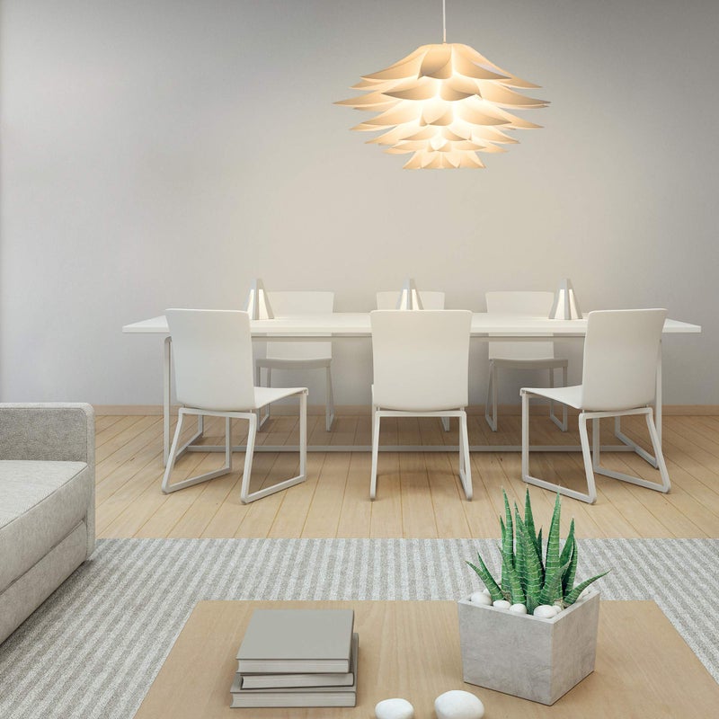 kwmobile Puzzle Pendant Lamp Shade (Pack of 2) - Lotus Flower DIY Lampshade Kit for Hanging Ceiling Light or Floor Lamp - Diameter 20" (50cm) - White - Image 2