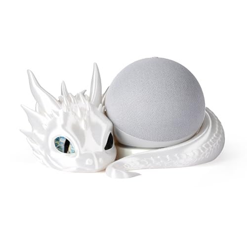 Guwewu Dragon Stand for Echo Dot 4th5th Gen 3D Printed Smart Speaker Holder and Exquisite Desktop Decoration White - Image 1