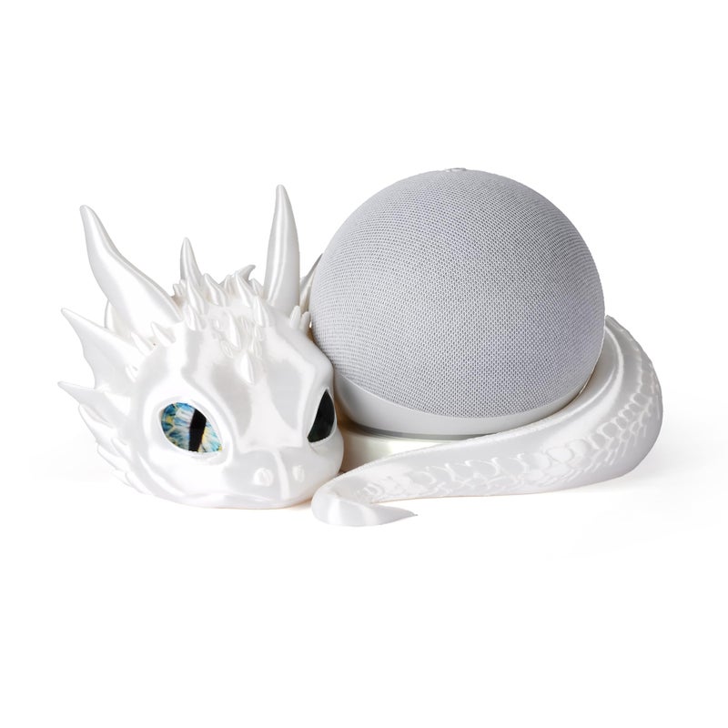 Guwewu Dragon Stand for Echo Dot 4th5th Gen 3D Printed Smart Speaker Holder and Exquisite Desktop Decoration White - Image 2