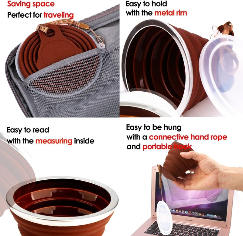 XML Silicone Collapsible Travel Drinking Cup Reusable Small Portable Lightweight Folding With Lid Expandable Drinking Cup For Travel Outdoor Hiking Camping (PACK OF-1/MULTICOLOR) - Image 5
