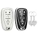 LECART Key Fob Covers fit for 2023 2022 2021 Equinox Traverse Malibu Trax Camaro Blazer TPU Key Shell Case 5 Buttons Full Protection Car Key Cover with Bling Key Ring 2 Pack White Black - Image 2