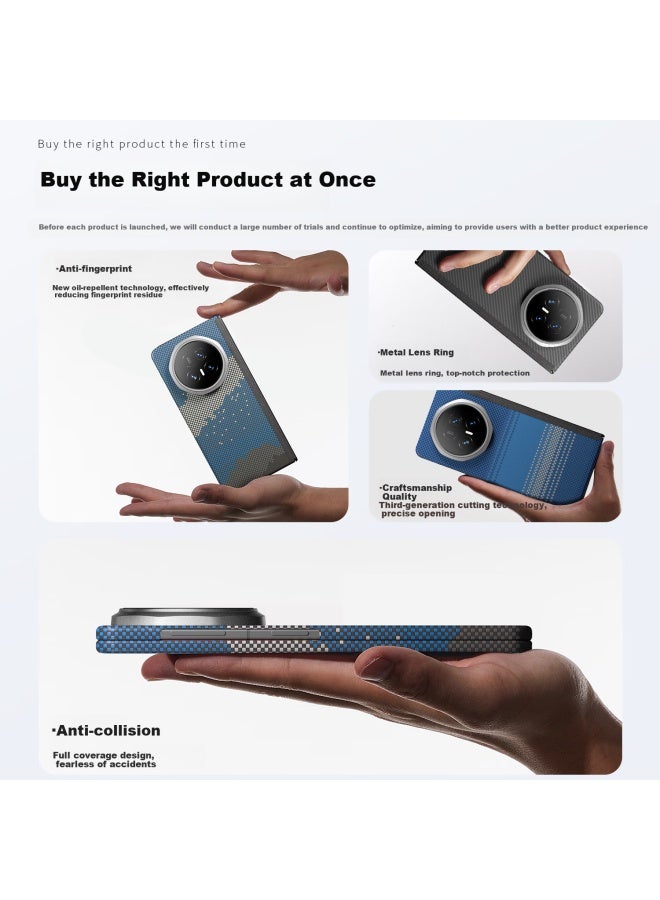 Conga Kevlar Fiber Axis Protection Case For Honor Magic V5, Full Coverage Ultra-thin Anti-drop Heat Dissipation Rainbow Color Magnetic Metal Ring Rotating Axis Set