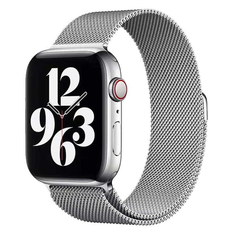 J.Rosée Milanese Stainless Steel Strap Compatible with Apple Watch Series 10/Ultra 2/9/8/7/6/SE – Silver 38/40/41mm - Image 2