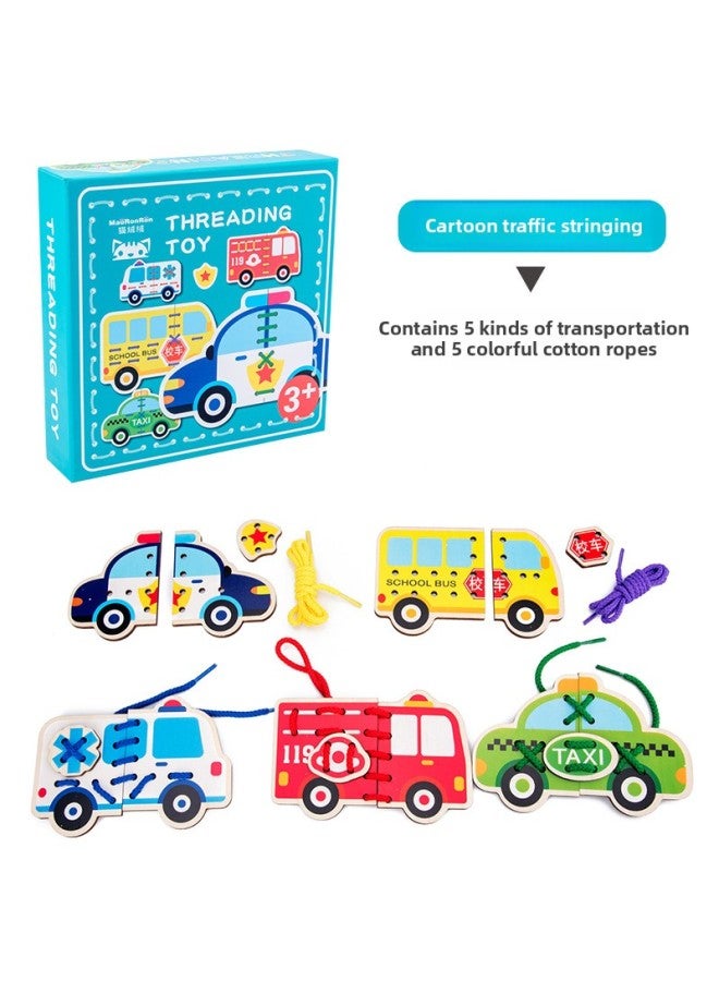 التعليم في مرحلة الطفولة المبكرة، لوحة خيوط الحيوانات، أحجية الصور المقطوعة، مكعبات البناء، التدريب على التنسيق بين اليد والعين، سلسلة حبل، ألعاب تعليمية - اللون: DQ-كرتون، حبل يرتدي حركة المرور 0.36 - Image 1