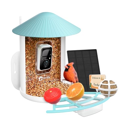 NETVUE by Birdfy Pro Smart Bird Feeder with Camera Solar Panel, Instant Arrival Alerts, Live Stream & Night Vision for Outdoors & Backyard Hummingbird, Cardinalis & Oriole Watching, Ideal Gifts, Blue - Image 1