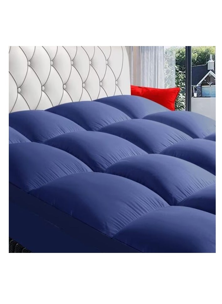 DEEP SLEEP Every Night Deep Sleep Mattress Topper Soft Comfort White 500 GSM (Dark Blue, Single Size - W 90 X L 200 Cm)  - Image 1
