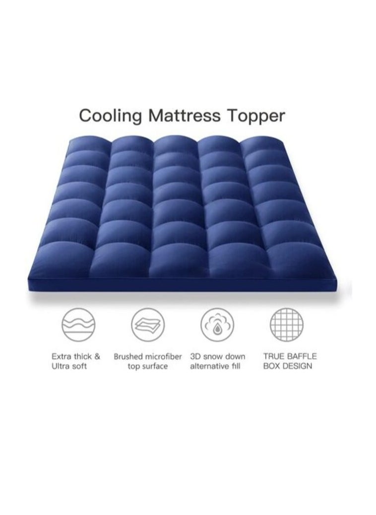 DEEP SLEEP Every Night Deep Sleep Mattress Topper Soft Comfort White 500 GSM (Dark Blue, Single Size - W 90 X L 200 Cm)  - Image 2