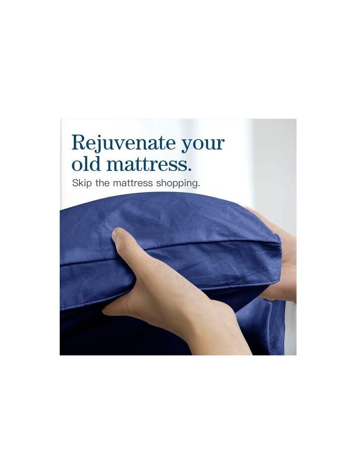 DEEP SLEEP Every Night Deep Sleep Mattress Topper Soft Comfort White 500 GSM (Dark Blue, Single Size - W 90 X L 200 Cm)  - Image 3