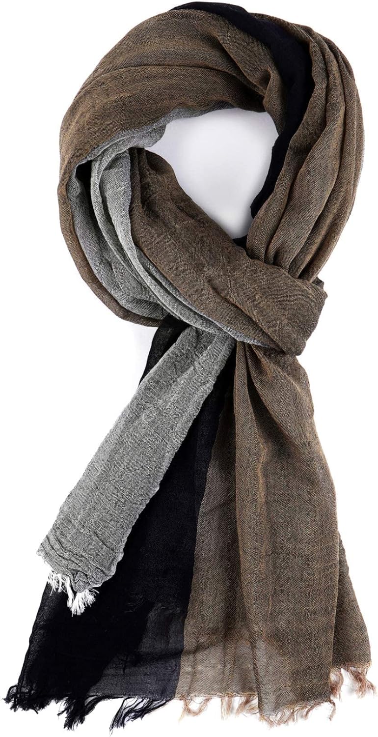 GERINLY Color Block Winter Scarf for Men Long Neck Wraps Shawl Urbanstyle Scarf Gift for Men - Image 1