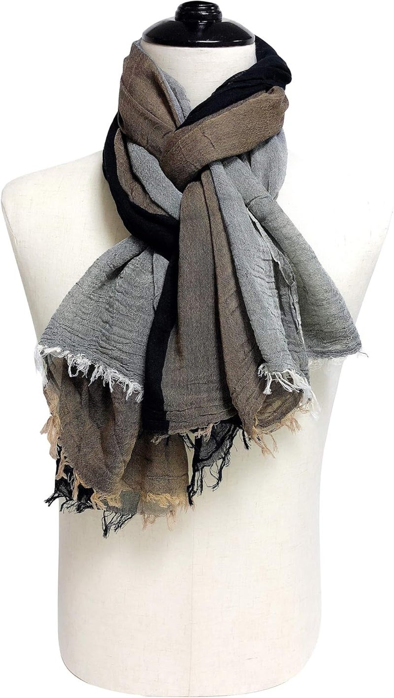 GERINLY Color Block Winter Scarf for Men Long Neck Wraps Shawl Urbanstyle Scarf Gift for Men - Image 3