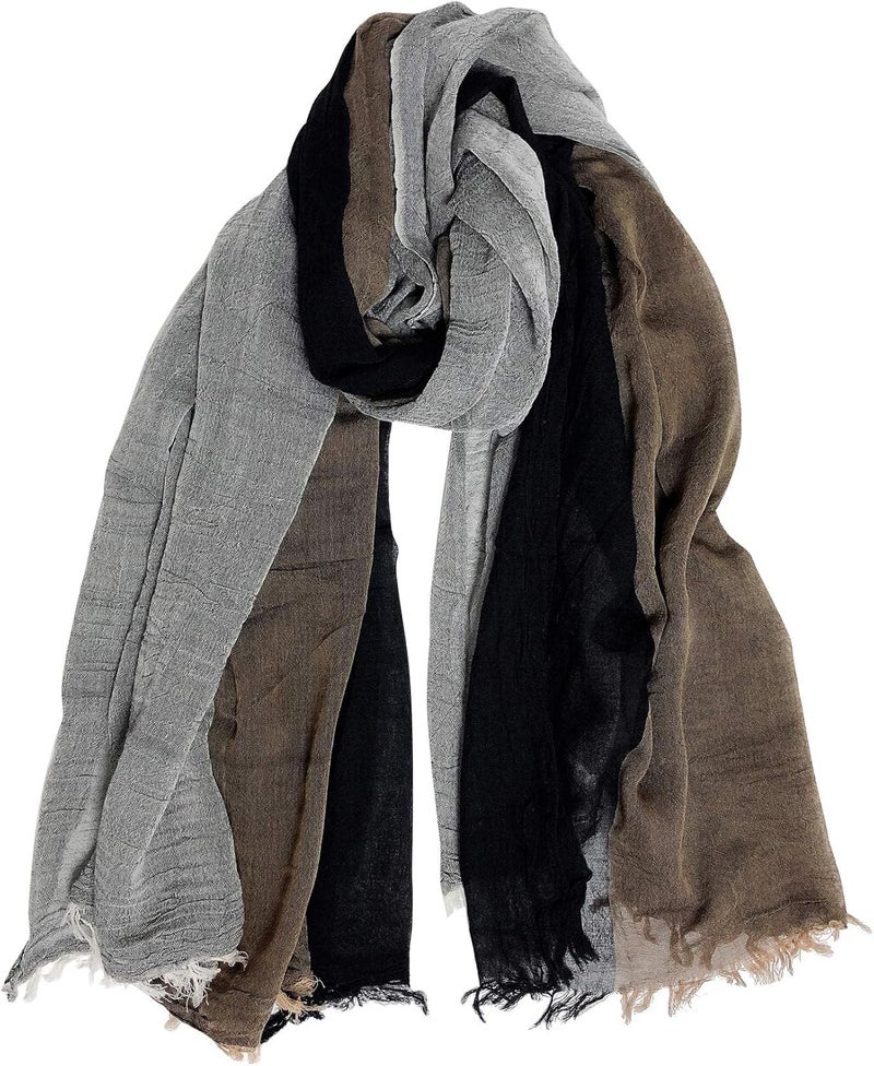 GERINLY Color Block Winter Scarf for Men Long Neck Wraps Shawl Urbanstyle Scarf Gift for Men - Image 2