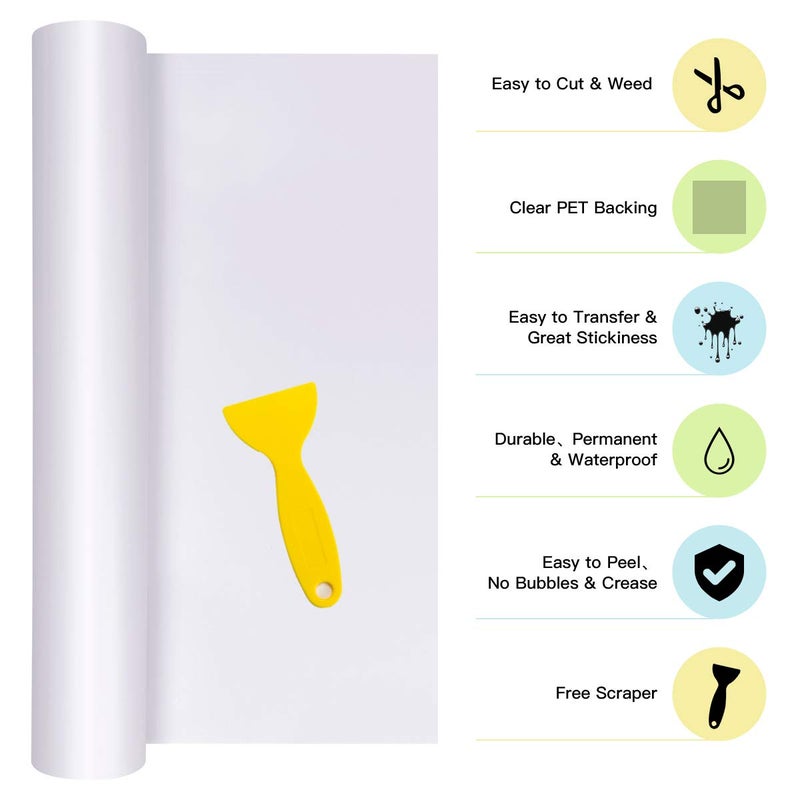 HTVRONT White Permanent Vinyl, Adhesive Vinyl Roll 12" x 40 FT for All Cutting Machine, Silhouette, Cameo Cutters, Signs, Scrapbooking, Craft, Die Cutters (Matte White) - Image 4