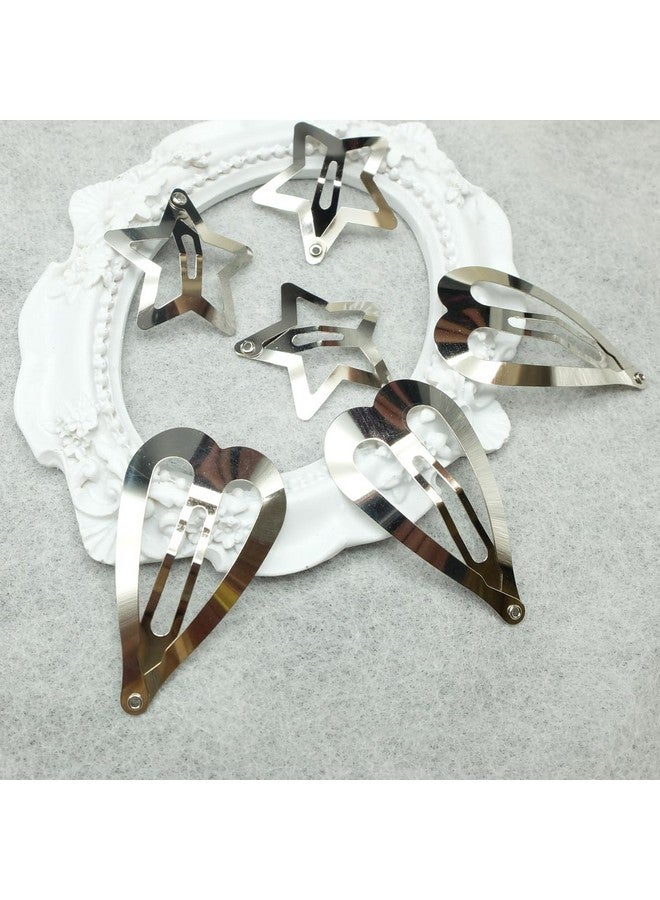 BAISAI 20 PCS Star and Loving Hair Clips Snap Hair Barrettes Cute Lovely Accessories, Non Slip Star and Loving Clips for Girls Women 2000s Y2K Silver Metal Hair Clips - Image 5
