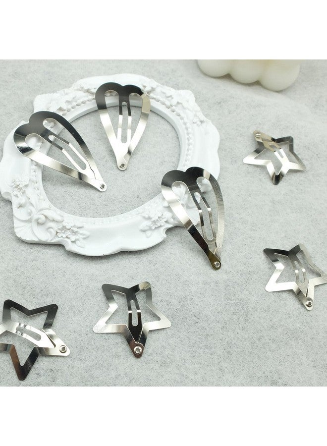 BAISAI 20 PCS Star and Loving Hair Clips Snap Hair Barrettes Cute Lovely Accessories, Non Slip Star and Loving Clips for Girls Women 2000s Y2K Silver Metal Hair Clips - Image 4