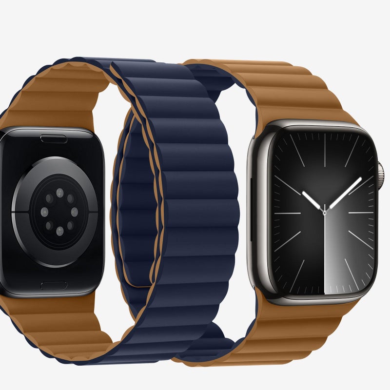 Bisikor Compatible with Apple Watch Band 49 46 45 44 42 41 40 38mm, Double Sided Wearable Silicone Magnetic Strap for iWatch Ultra SE Series 11 10 9 8 7 6 5 4 3 2 1 (38/40/41/42, Brown/Indigo) - Image 2