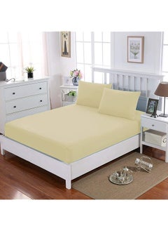 Hotel Linen Klub Cream King Fitted Sheet Set 3 Piece Set Off White Cotton 