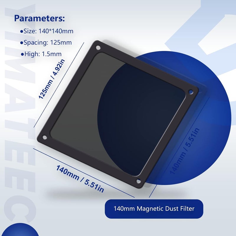 مرشح غبار للكمبيوتر 140 مم لمروحة تبريد الكمبيوتر/وحدة إمداد الطاقة/أجهزة التوجيه، شبكة نايلون 80 شبكة، إطار مغناطيسي، شبكة غبار مروحة الكمبيوتر، مرشح مقاوم للغبار لشبكات مروحة الكمبيوتر (نايلون، 140 * 140 مم، 5 قطع، أسود) - Image 4