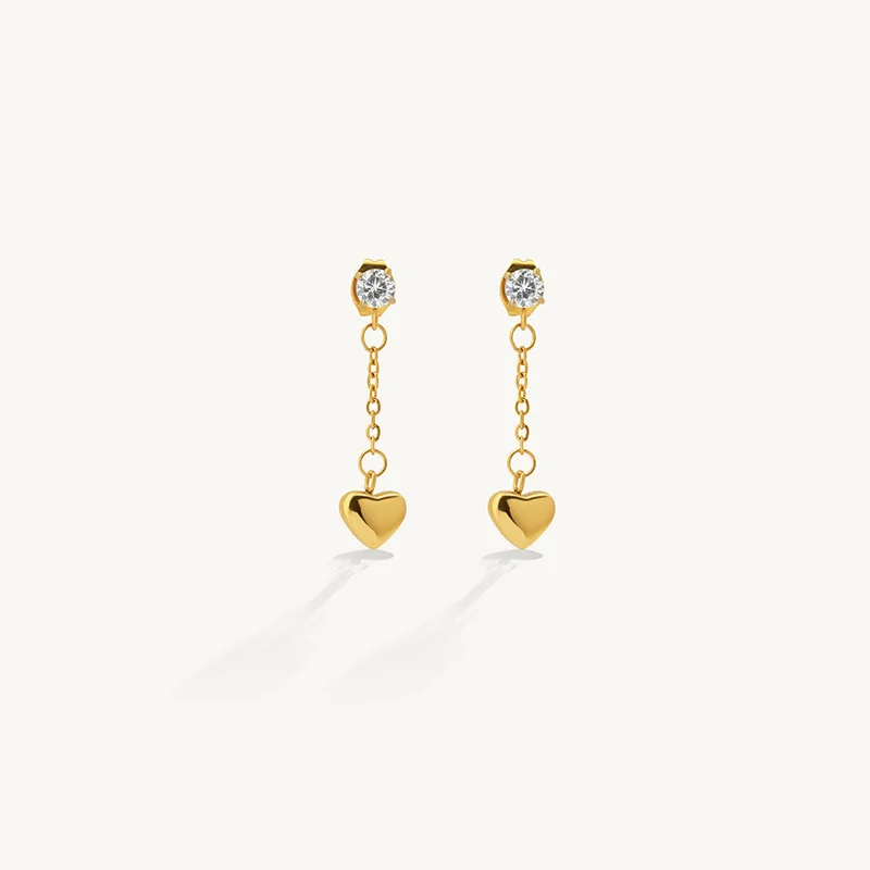 Palmonas 18K Gold Tone Plated Amora Heart Drop Earring For Women - Waterproof & Anti-Tarnish