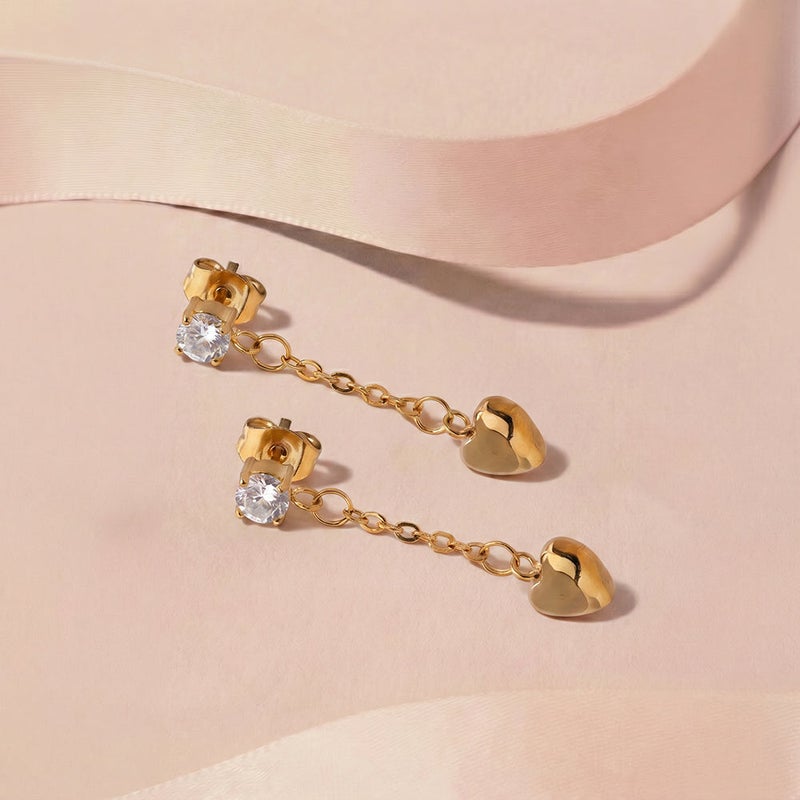 Palmonas 18K Gold Tone Plated Amora Heart Drop Earring For Women - Waterproof & Anti-Tarnish - Image 3