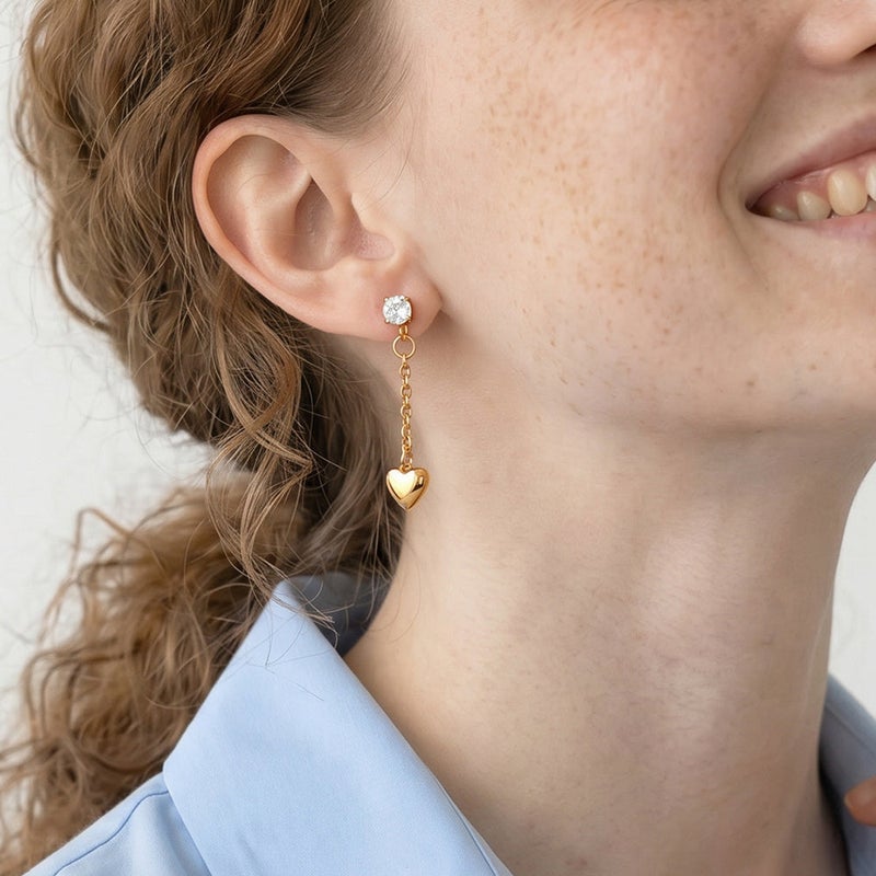 Palmonas 18K Gold Tone Plated Amora Heart Drop Earring For Women - Waterproof & Anti-Tarnish - Image 4