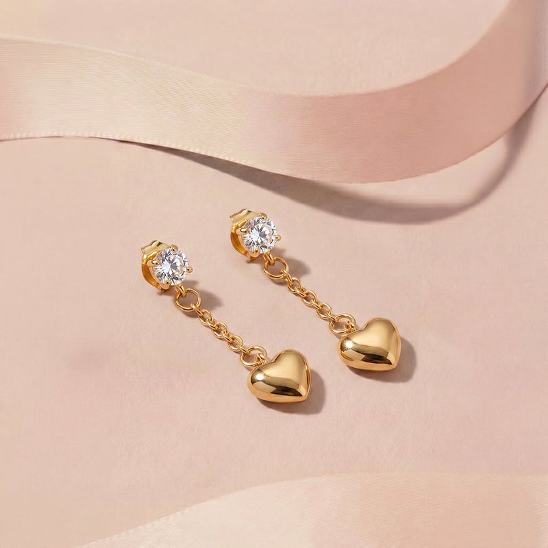 Palmonas 18K Gold Tone Plated Amora Heart Drop Earring For Women - Waterproof & Anti-Tarnish - Image 2