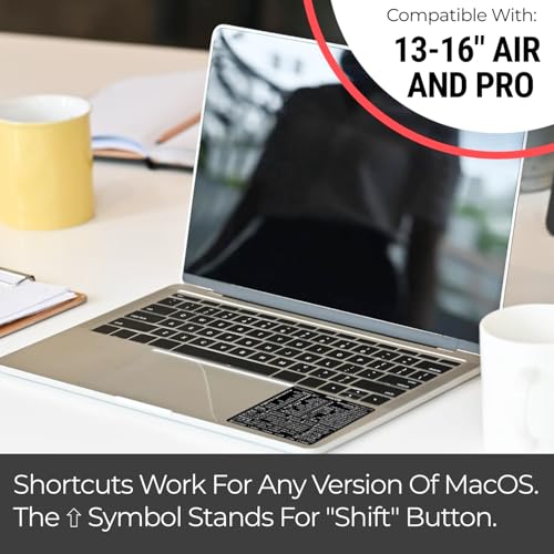 Synerlogic Mac OS Shortcuts Sticker | Keyboard Stickers for macOS | Laminated Vinyl MacBook Cheatsheet for Laptop | MacBook Shortcuts 2025 (Black) - Image 5