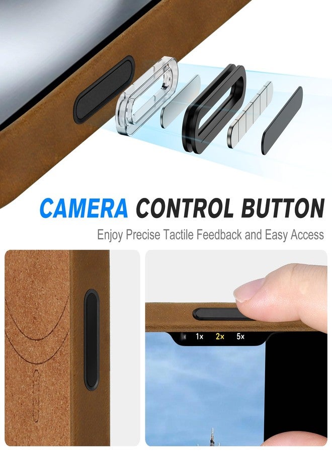 Shieldon iPhone 16 Magnetic Basic Case, Genuine Leather Case, Standard Case, Anti-Scratch Non-Slip Wireless Charging Case for iPhone 16 5G (6.1 inch 2024) - Crazy Horse Leather Brown - Image 4