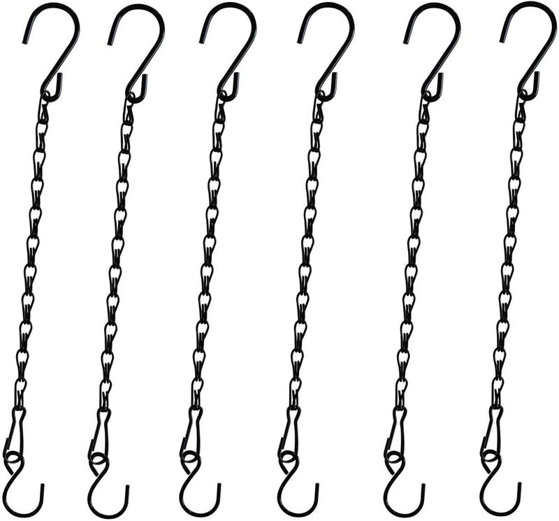 Sersberg Chain for Hanging Plants,11 Inch Black Hanging Chain, Small Hanging Basket Chain Kits with Hooks for Bird Feeder Hanging Basket Extender Porch Wind Chime (Black, 11 Inch-6PCS) - Image 1