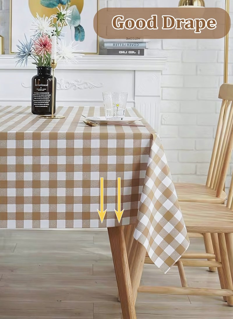Gingham Tablecloth 140CM*200CM PVC Table Cover, Waterproof Table Cloth, Plastic Table Cloth Cover for Dining Tables Rectangular Table Protector - Image 5