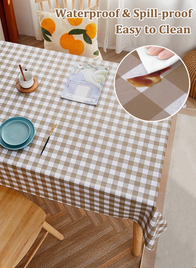 Gingham Tablecloth 140CM*200CM PVC Table Cover, Waterproof Table Cloth, Plastic Table Cloth Cover for Dining Tables Rectangular Table Protector - Image 2