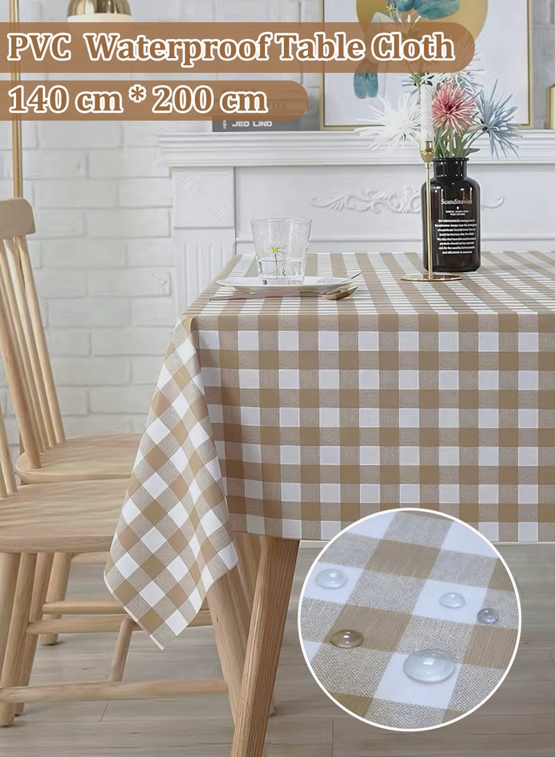 Gingham Tablecloth 140CM*200CM PVC Table Cover, Waterproof Table Cloth, Plastic Table Cloth Cover for Dining Tables Rectangular Table Protector - Image 1