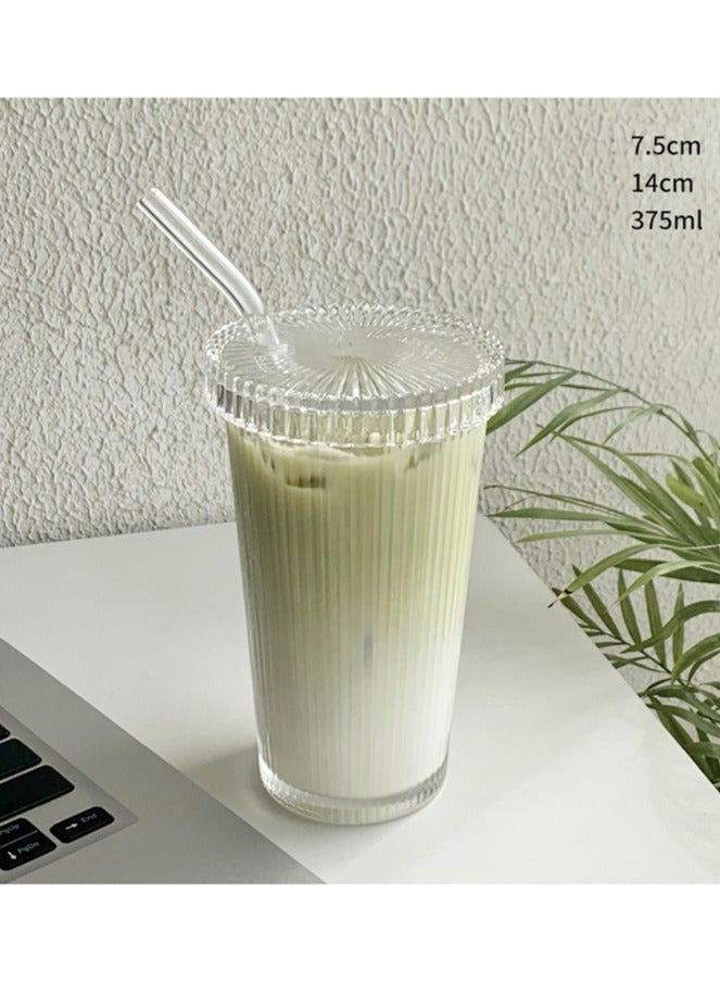 HOMESTAR 2 Sets Glass Cup With Lid And Straw - Image 4
