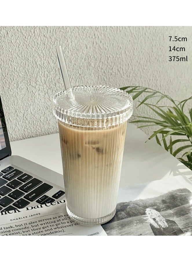 HOMESTAR 2 Sets Glass Cup With Lid And Straw - Image 5