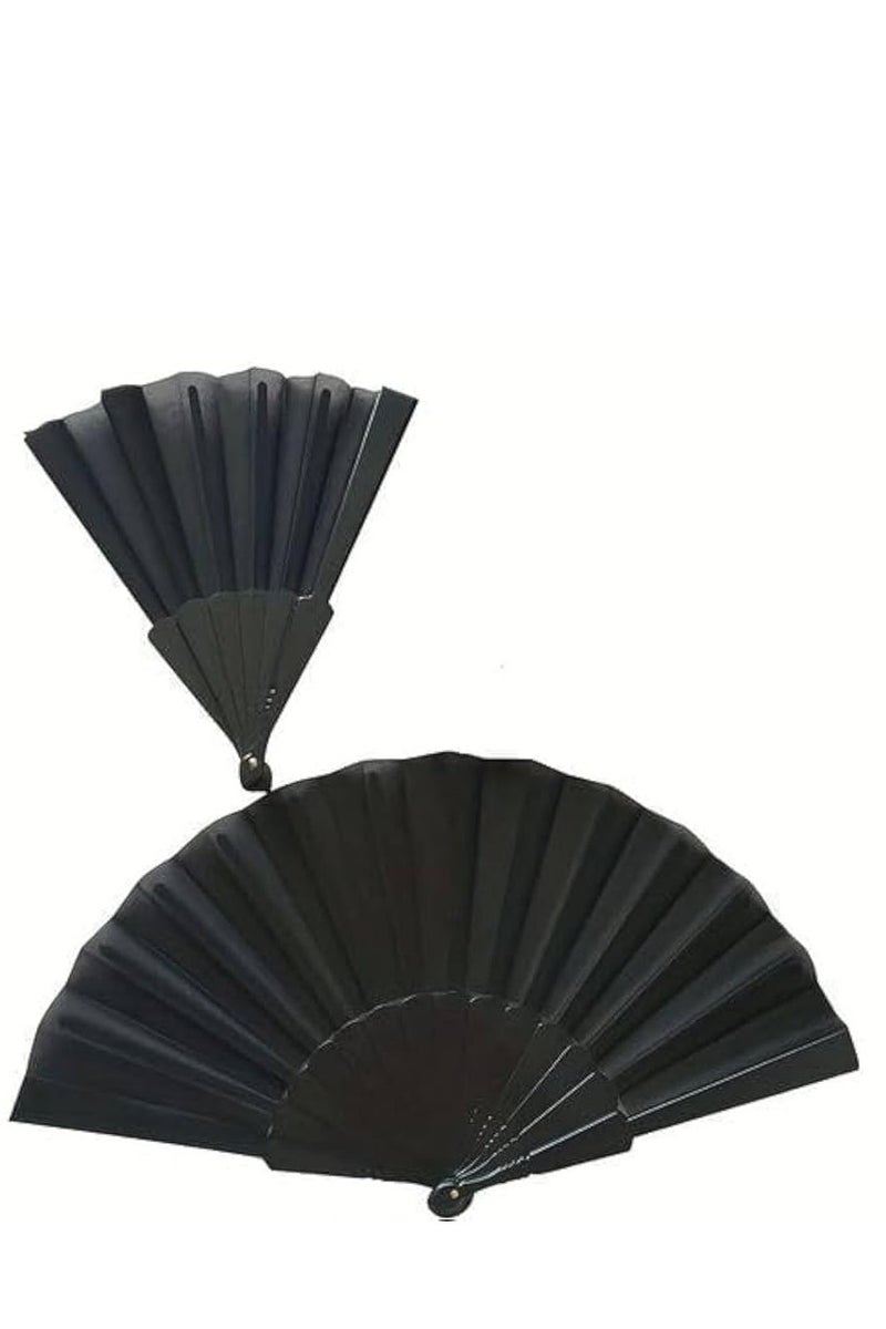 Black Folding Fan, Style Handheld Fan with Fabric Plastic Frame for Wedding Party Dancing - Image 3