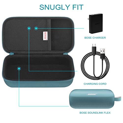 BOVKE Hard Travel Speaker Case for Bose New SoundLink Flex Speaker (2nd Gen) / Bose SoundLink Flex Bluetooth Portable Speaker, Extra Mesh Pocket for Bose Speaker Charger, Charging Cables, Stone Blue - Image 4