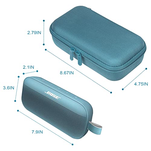 BOVKE Hard Travel Speaker Case for Bose New SoundLink Flex Speaker (2nd Gen) / Bose SoundLink Flex Bluetooth Portable Speaker, Extra Mesh Pocket for Bose Speaker Charger, Charging Cables, Stone Blue - Image 5
