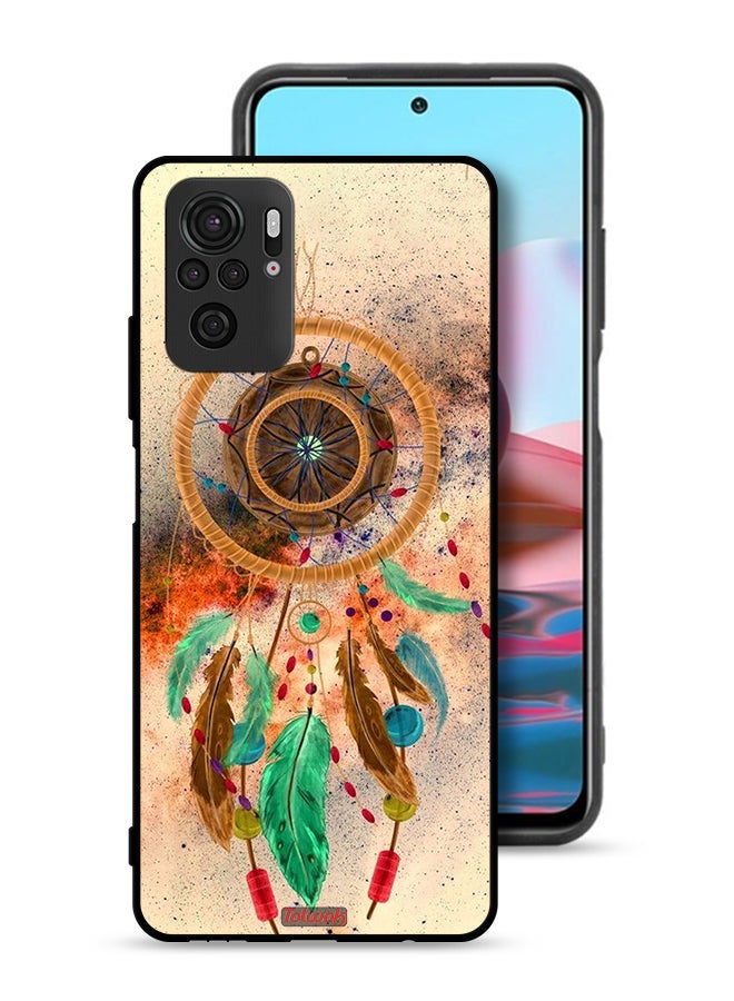 Tolwak Xiaomi Redmi Note 10 4G Protective Case Cover Mandala Hanging Feathers - Image 1