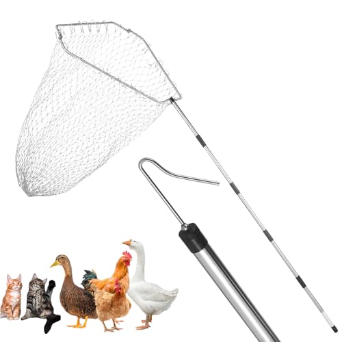 TOXYMHO Chicken Net Catcher74 Adjustable Extension Pole Chicken Hook Catcher KitThe Animal Net Catcher Is Made Of Stainless SteelSuitable For Catching Small DuckGooseBirdFish Etc 153 x 232 Net - Image 1